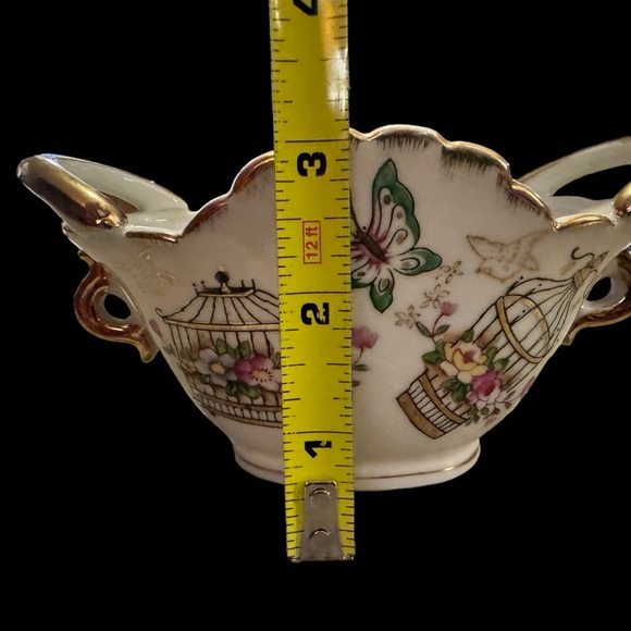 Hand Painted Ardalt Japan #6388 - 1950s -Butterfly & Birdhouse trinket vintage - Picture 6 of 9